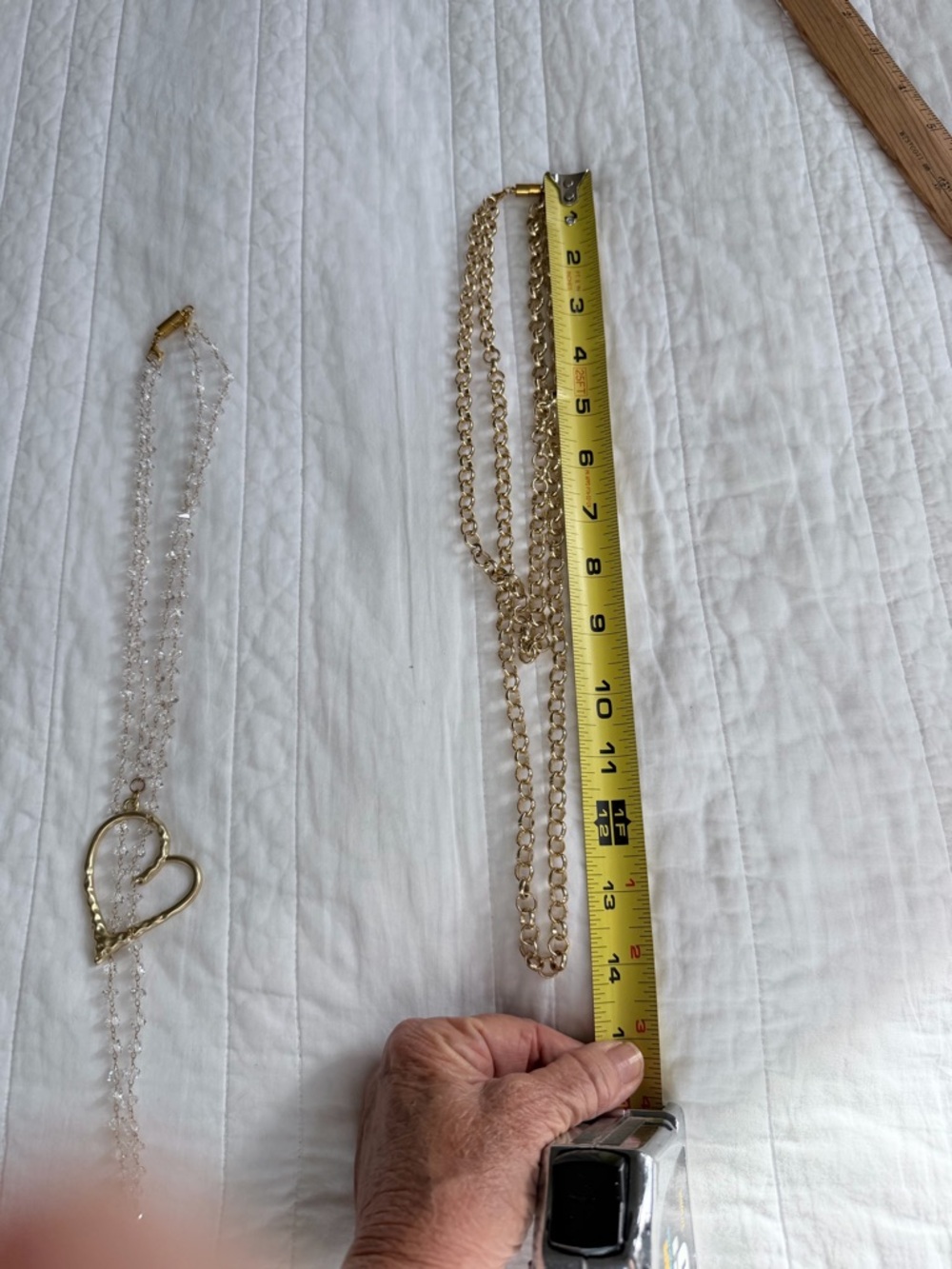 2 Multi-Style necklaces Gold Heart Pendant w/ Crystals &long gold chain. - Picture 7 of 13
